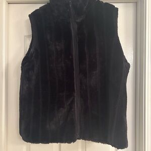 Black / Dark Brown Faux Fur Vest